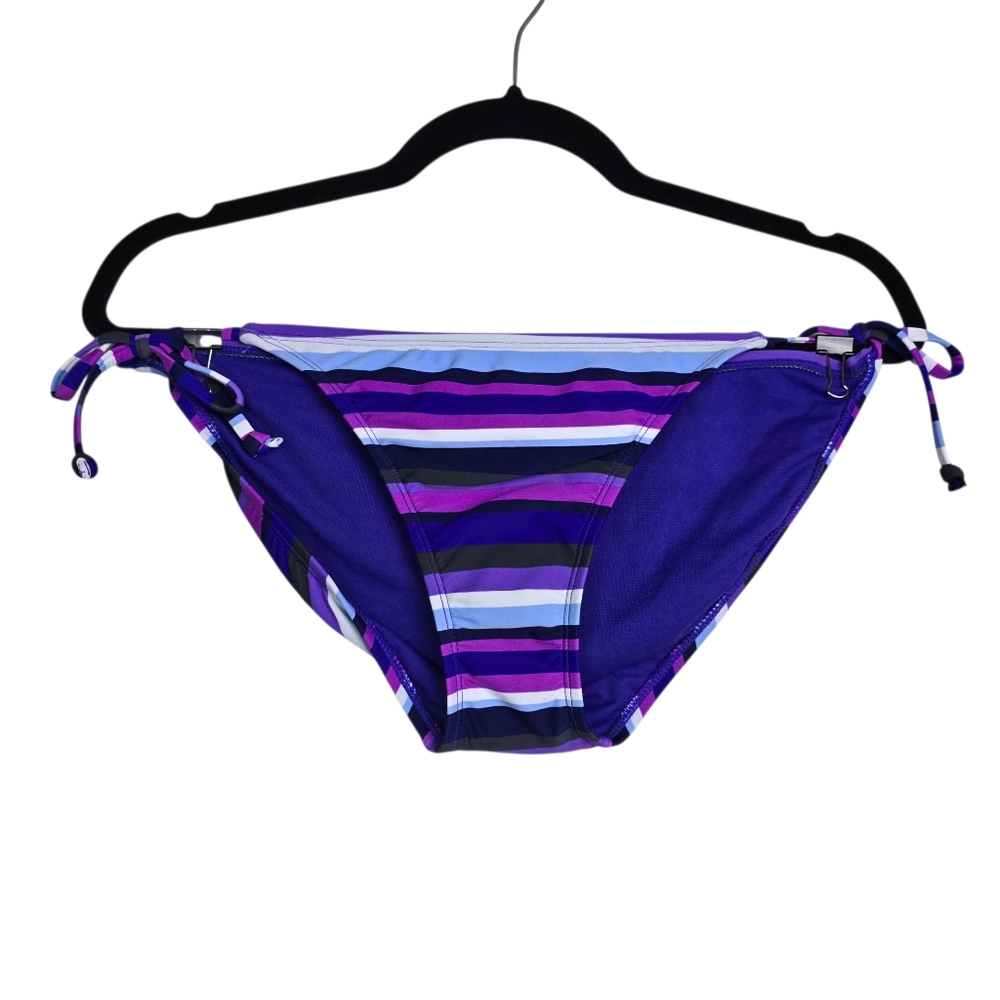 Old Navy Womens Purple Stripe Side Tie Swimsuit Bikini Bottom Size M NWT